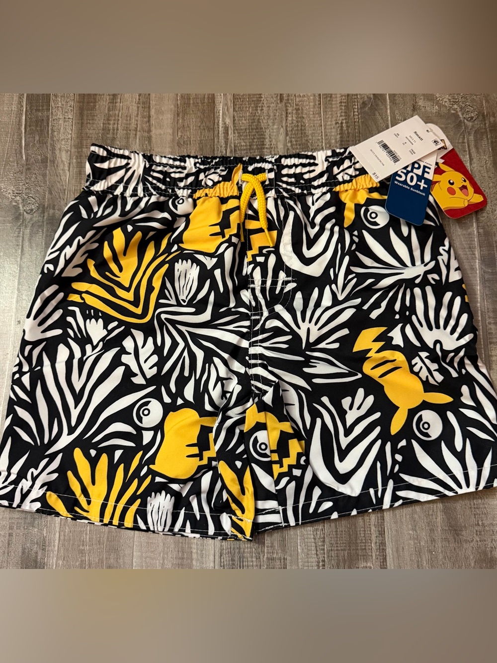 Pokemon Kids Swim Trunks - Black, White, Yellow